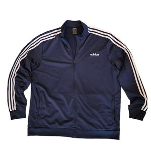 Adidas Mens Track Jacket Full Zip Up Long Sleeve 3 Striped Navy Blue Size 2XL